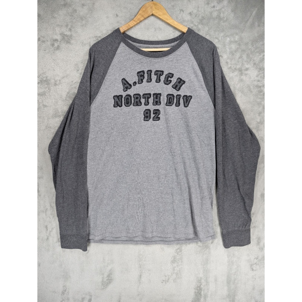 Abercrombie & Fitch Long Sleeve Patch Stitch Embroidered Spellout T-Shirt XL Y2K